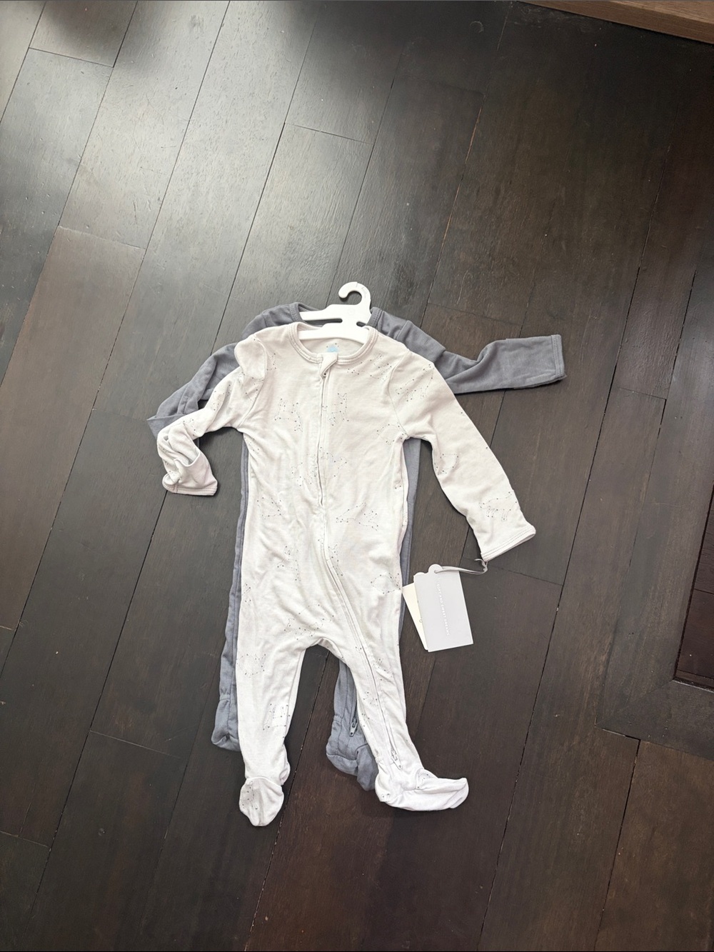 cloud island Ivory and Gray Footed One-Piece Sleepers - 2 Pack